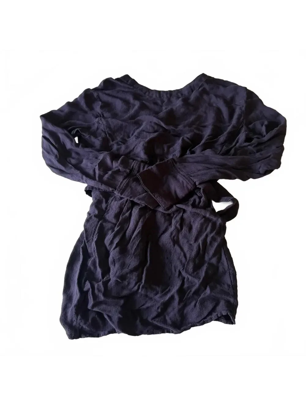 Free People Back in the Spotlight Belted Tunic Top Navy V-Neck Size M